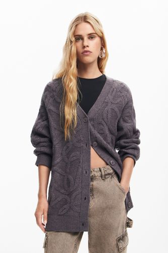 Oversized knit cardigan - BLACK - L - Desigual - Modalova