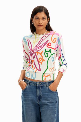 Fine knit sweater with patterns. - S - Desigual - Modalova