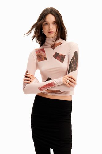 Slim high neck collage T-shirt - - L - Desigual - Modalova