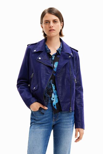 Textured biker jacket - BLUE - XL - Desigual - Modalova