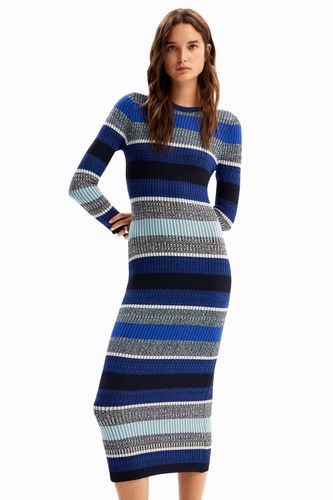Stripy ribbed midi dress - BLUE - M - Desigual - Modalova