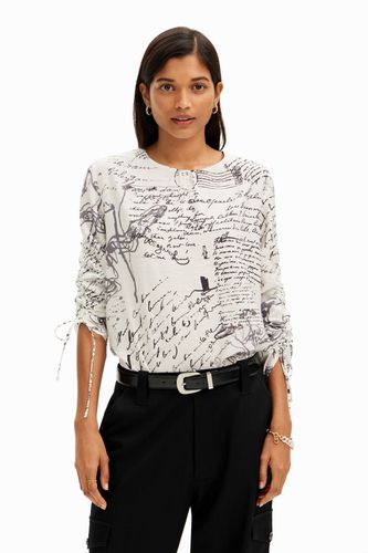 Blouse with adjustable sleeves and text prints. - XL - Desigual - Modalova