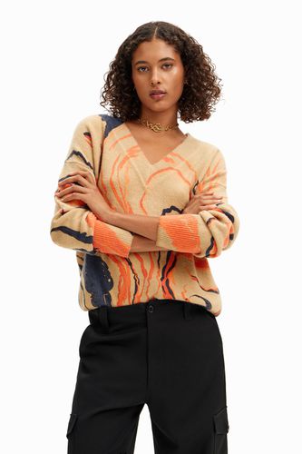 Oversize sweater with curved lines - - M - Desigual - Modalova