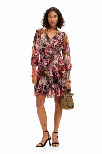Short dress with long puffed sleeves and floral print. - - S - Desigual - Modalova