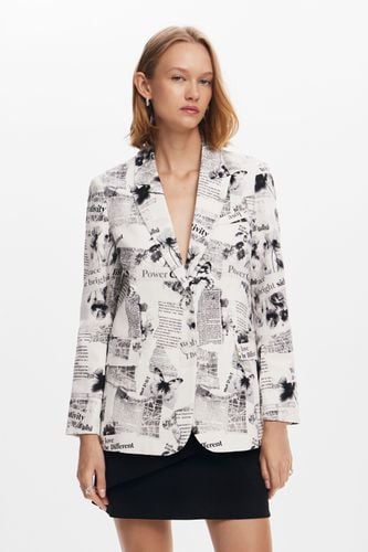 Blazer recta texto y flores - Desigual - Modalova