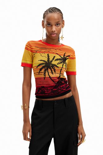 Knit palm tree T-shirt - ORANGE - M - Desigual - Modalova