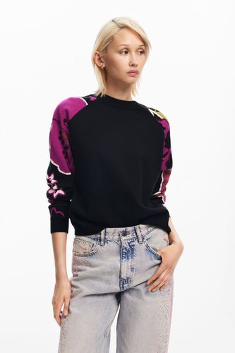 Floral sleeve sweater - BLACK - S - Desigual - Modalova