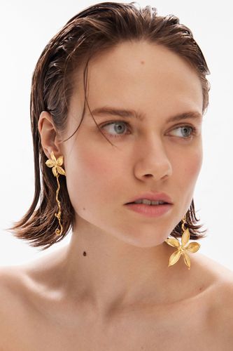 Zalio gold-plated asymmetric long flower earrings - - U - Desigual - Modalova