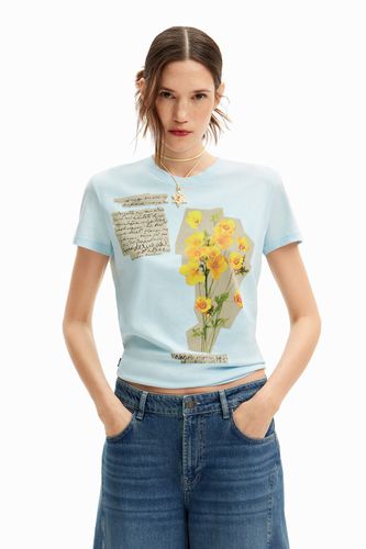 Camiseta de manga corta con flores y frases. - - XL - Desigual - Modalova