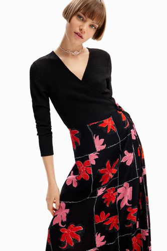 Floral wrap midi dress - BLACK - XS - Desigual - Modalova