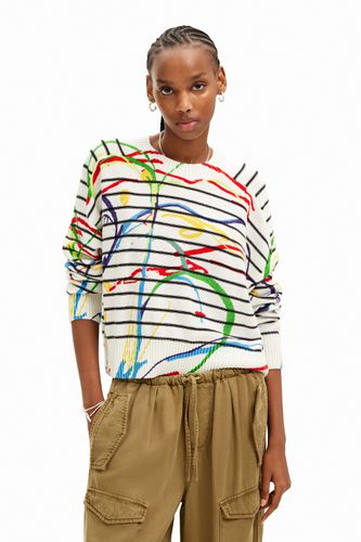 Short striped arty pullover - - M - Desigual - Modalova