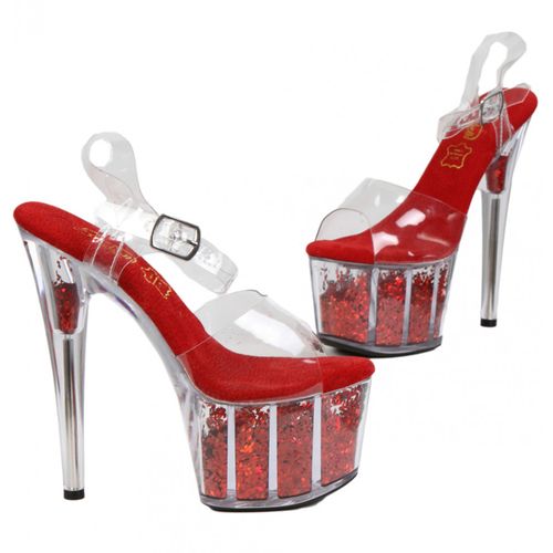 Sandales Mirage Cristal Pailleté Rouge - Pointure : 41 - HUSSY - Modalova