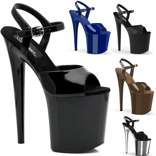 Sandales haute plateforme couleur vernie - Pointure : 46 - Couleur : Noir vernis - Pleaser - Modalova