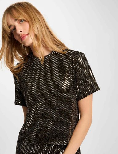 T-shirt sequins col montant - Morgan - Modalova