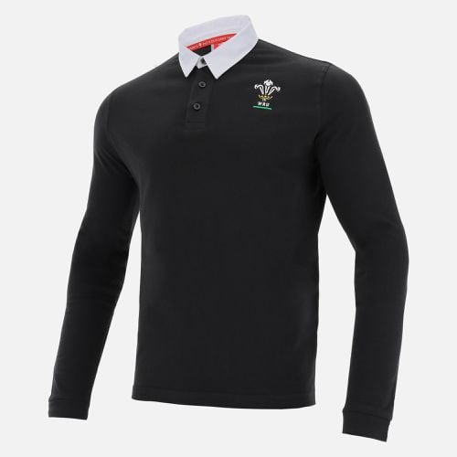 Welsh Rugby 2020/21 black cotton jersey polo shirt from the fans collection - Macron - Modalova