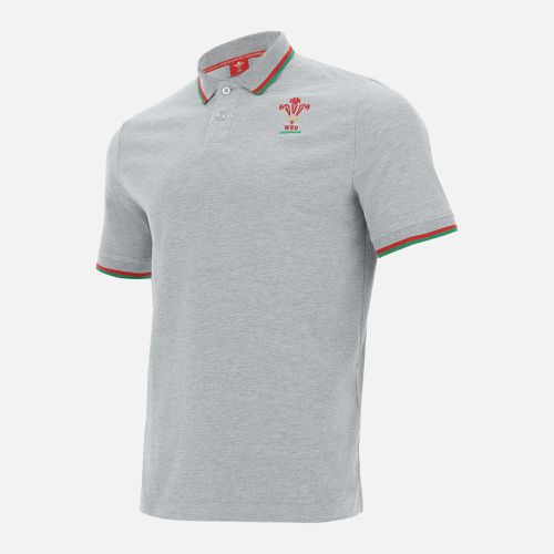 Welsh Rugby 2020/21 grey piquet cotton polo shirt from the fans collection - Macron - Modalova