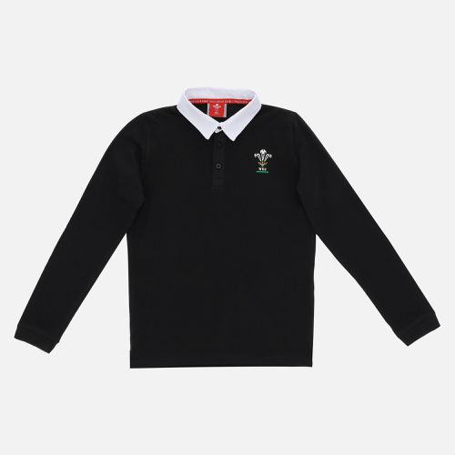 Welsh Rugby 2020/21 black cotton jersey children's polo shirt from the fans collection - Macron - Modalova