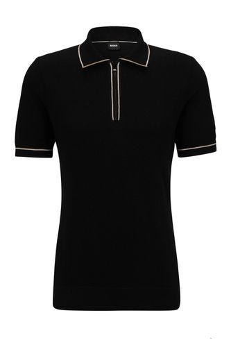 Boss Oleonardo Half Zip Knitted Polo Shirt Black Size: SIZE - BOSS Black - Modalova