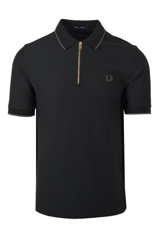 Crepe Pique Zip Neck Polo Shirt Night Size: SIZE M - Fred Perry - Modalova