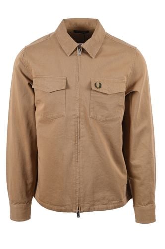 Twill Zip Through Overshirt Warm Stone Size: SIZE M - Fred Perry - Modalova