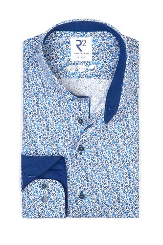 Cut Away Collar Lon Gsleeved Shirt Blue Floral Size: 16/41 - R2 - Modalova