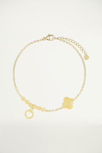 Gelbes feines Armband Perlen und Kleeblatt | - My jewellery - Modalova