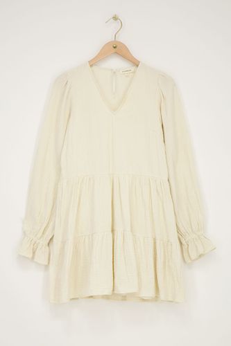 Beigefarbenes Kleid mit elastischenÄrmeln | - My jewellery - Modalova