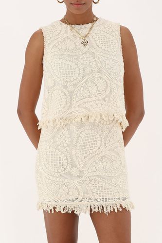 Beigefarbener kurzer Rock mit Stickerei | - My jewellery - Modalova