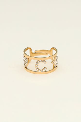Buchstaben-Ring mit Steinen | - My jewellery - Modalova