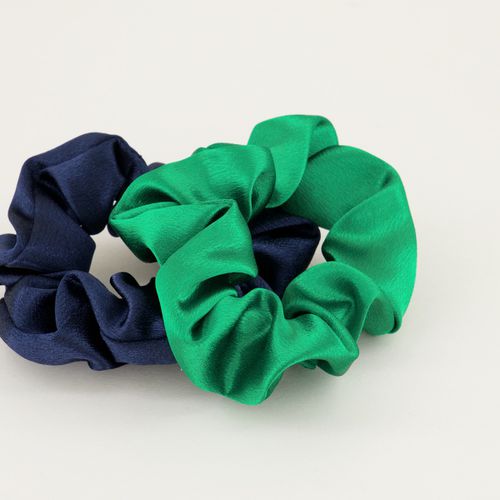 Blauwe en groene scrunchie set glimmend | - My jewellery - Modalova