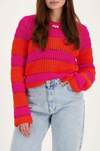 Pinker Pullover mit orangefarbenen Streifen | - My jewellery - Modalova