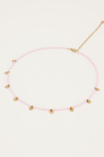 Rosafarbene Perlenhalskette mit Herzen | - My jewellery - Modalova