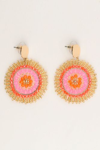 Runde Statement-Ohrringe mit goldenen und rosa Perlen | - My jewellery - Modalova