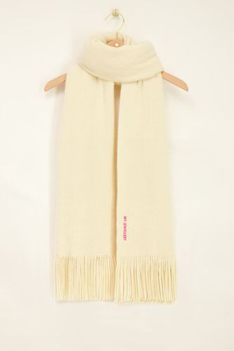 Beigefarbener Schal mit Fransen und pinkes Logo | - My jewellery - Modalova