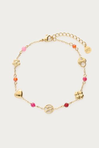 Armband mit Kleeblatt, Herz und lila Perlen | - My jewellery - Modalova
