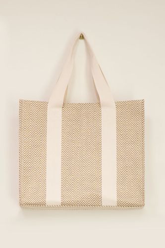 Cremefarbener Shopper mit Zickzack-Muster | - My jewellery - Modalova