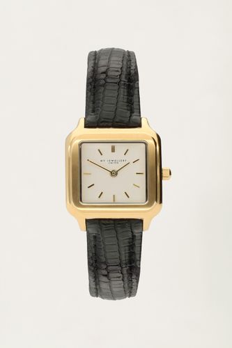 Montre carrée avec bracelet en cuir noir | - My jewellery - Modalova