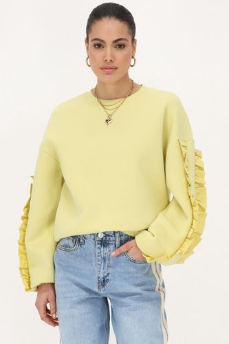 Gelber gewebter Pullover mit Rüschen | - My jewellery - Modalova