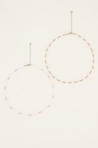 Souvenir Ketten-Set in Orange und Lila, mit Glasperlen und Perlen | - My jewellery - Modalova
