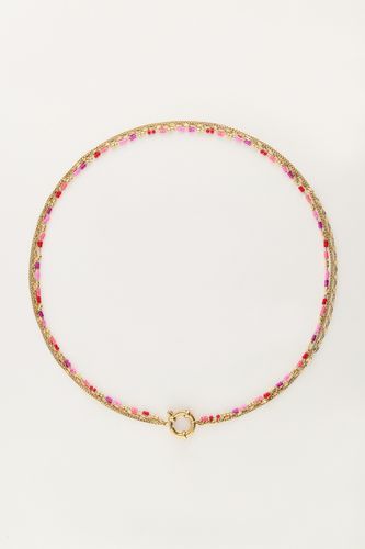 Dreifache Halskette mit roten und rosafarbenen Perlen | - My jewellery - Modalova