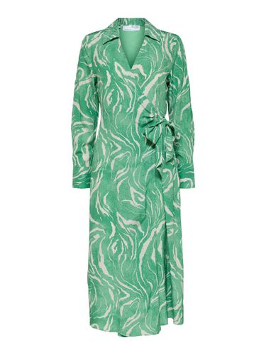 Printed Curve Wrap Dress - Selected - Modalova