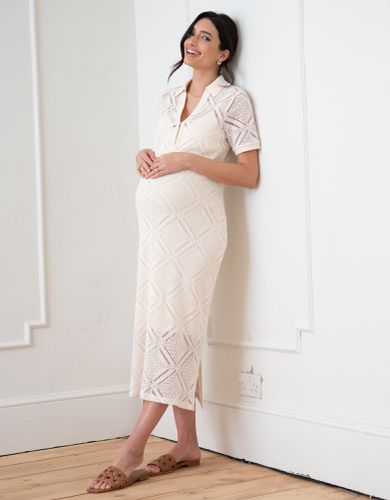 Crochet-Look Collar Maternity-To-Nursing Midi Dress - Seraphine - Modalova
