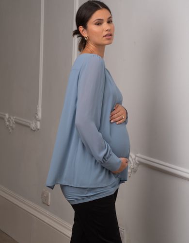 Slate Blue Layered Maternity & Nursing Top - Seraphine - Modalova