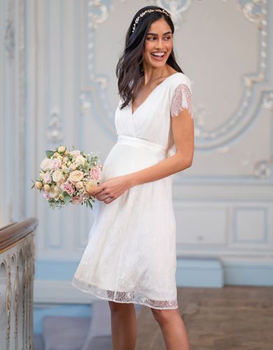 Short Lace V Neck Maternity Wedding Dress - Seraphine - Modalova