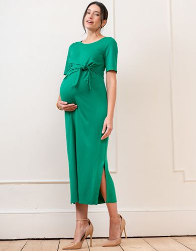Tie-Front Ponte Roma Jersey Maternity Dress - Seraphine - Modalova