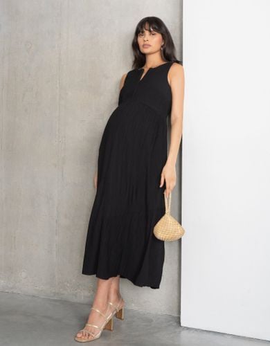 Asymmetric Zip-Front Tiered Maternity & Nursing Midi Dress - Seraphine - Modalova