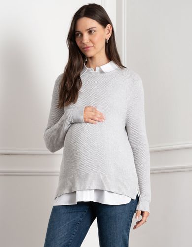 Knit Maternity & Nursing Jumper with Woven Shirt - Seraphine - Modalova