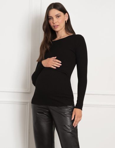 Rib Knit Crew Neck Maternity & Nursing Top - Seraphine - Modalova