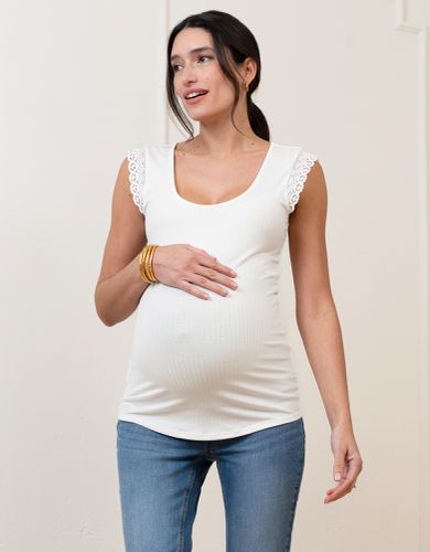 Ribbed Scoop Neck Frill Tank Maternity Top - Seraphine - Modalova