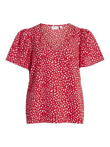 Short Sleeved V-neck Top - Vila - Modalova